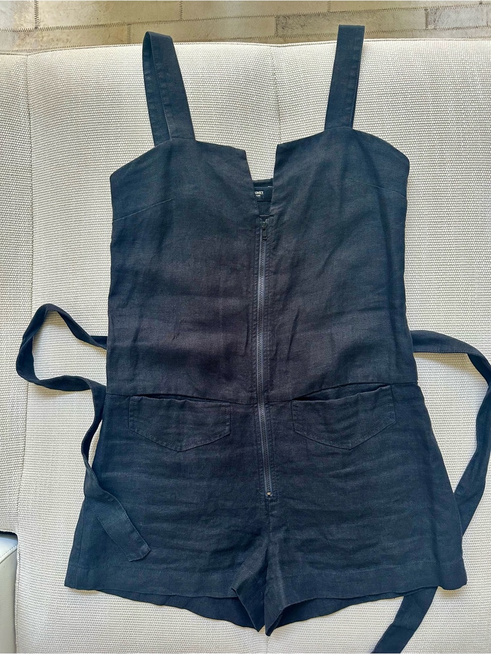 RACHEL COMEY black linen zip front jumpsuit/romper sz 4